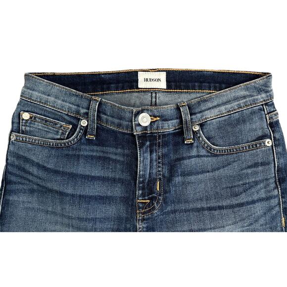 Hudson Womens Amelia Cuffed Knee Short Size 26 Denim Bermuda Jean Short Raw Hem - Picture 2 of 10